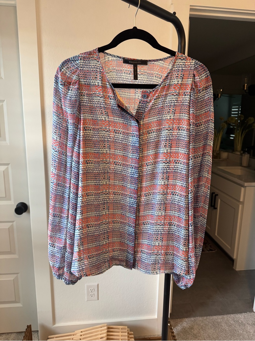 BCBGMaxAzria Sofia Multi-Print Long-Sleeve Blouse